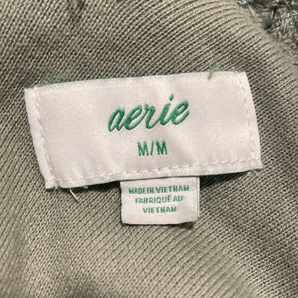 Aerie Twisted Back Olive Green Backless Cropped Sweater - Picture 3 of 4